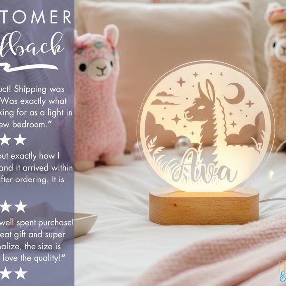 Personalized Llama Night Light – Custom LED Lamp for Kids - Picture 7 of 8